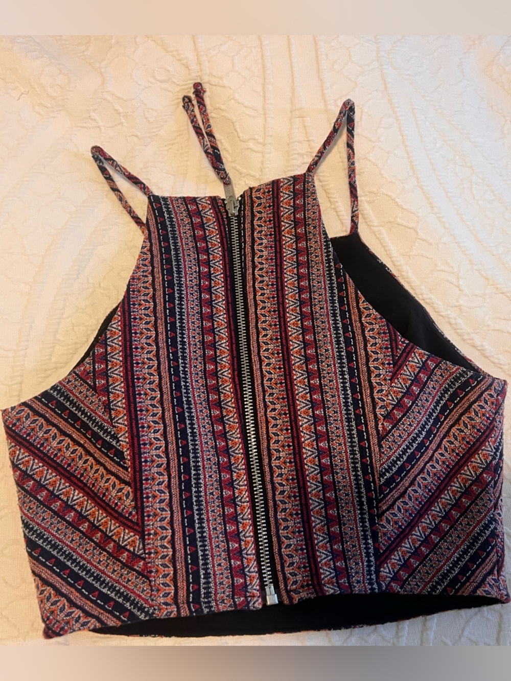 BCBGeneration Pattern Crop Top with Zipper Back - Picture 2 of 4